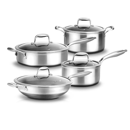 Nutrichef 8Pcs Triply S.Steel Cookware Set NC3PLY8Z
